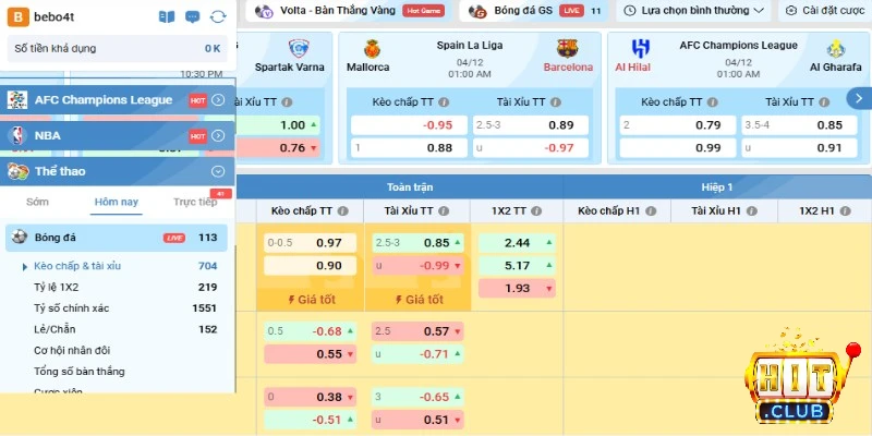 K thể thao Hitclub nhiều kèo cược thú vị